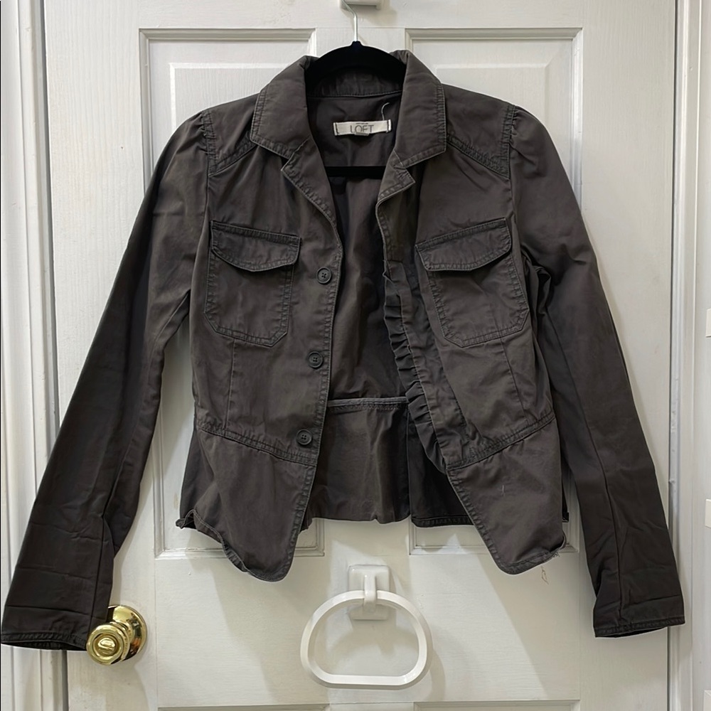 LOFT Gray Utility Jacket Versatile Cotton Blend